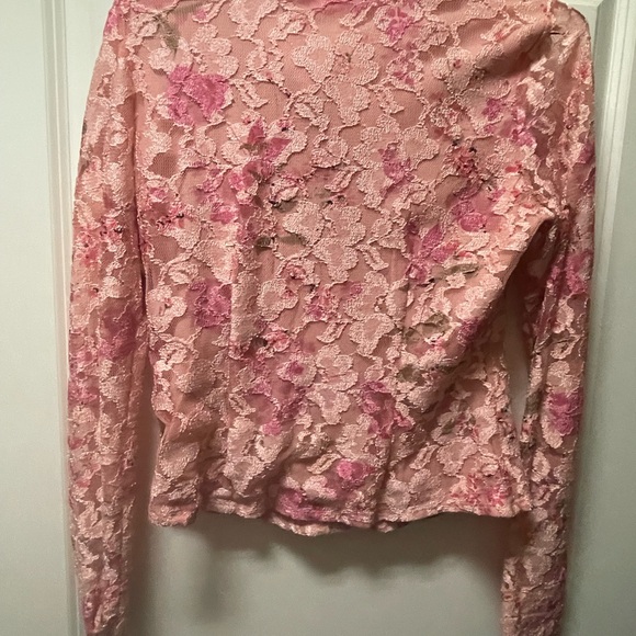 Vintage INC International Concepts Pink Floral Lace Blouse - Picture 1 of 5